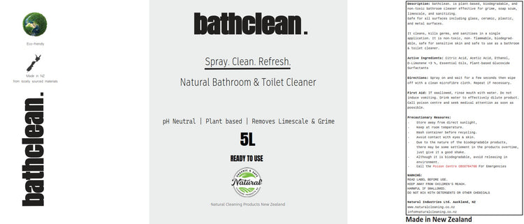 Bathclean. 5L - New Zealand Made Range