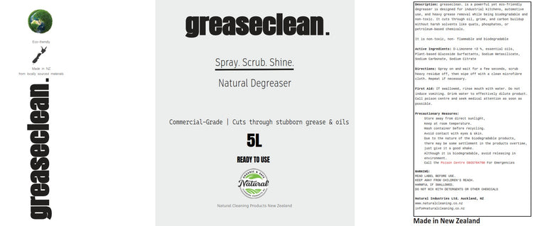 Greaseclean. 5L - New Zealand Made Range